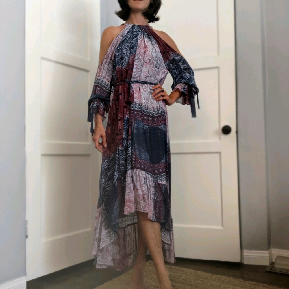 BCBG Maxazria Multicolor Open Shoulder Dress